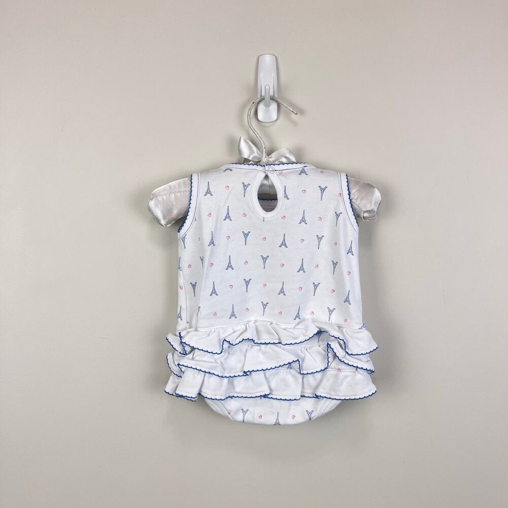 Magnolia Baby Ruffle Bubble Romper & Sun Hat Paris Print 6 Months - Picture 7 of 10